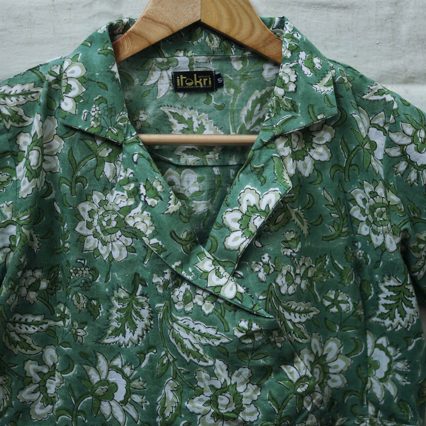 Buy Green Block Print Cotton Sanganeri Stitched Blouse