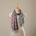 Block Print Cotton Sanganeri Stole with Tassels