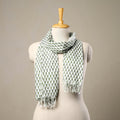Buy Block Print Cotton Green Sanganeri Stole with Tassels