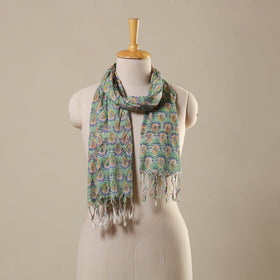 Block Print Cotton Sanganeri Stole with Tassels