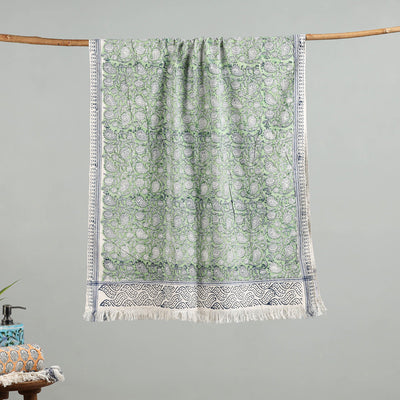 Green - cotton sanganeri towel 02 - handcrafted