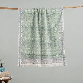 Green - cotton sanganeri towel 02 - handcrafted