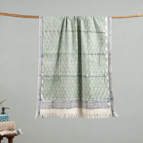 Green - cotton sanganeri towel 04 - handcrafted