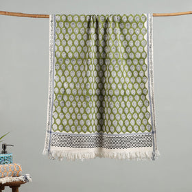 Green - cotton sanganeri towel 05 - handcrafted