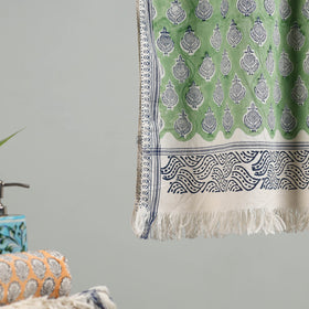Green - cotton sanganeri towel 06 - handcrafted