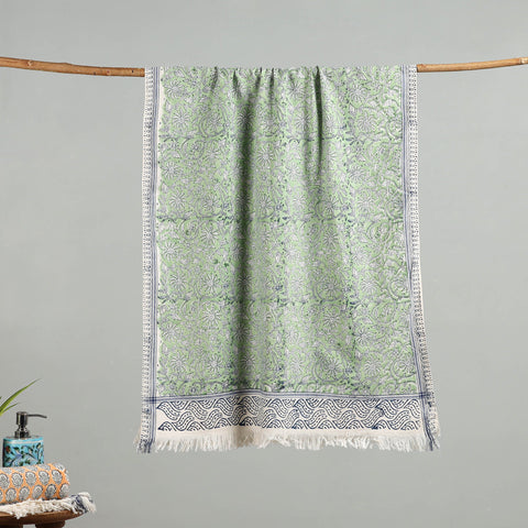 Green - cotton sanganeri towel 09 - handcrafted