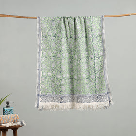 Green - cotton sanganeri towel 13 - handcrafted