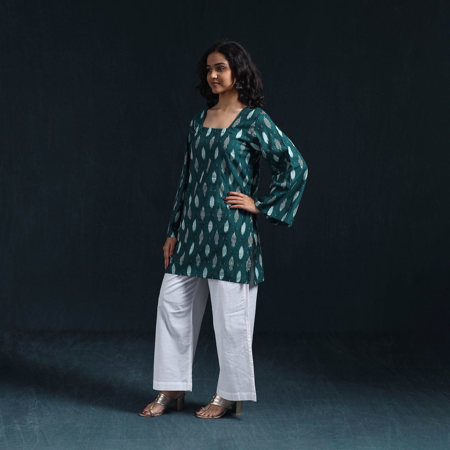 Cotton short pochampally ikat kurta for women 14