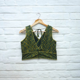 Green - cotton stitched blouse 02 - handcrafted