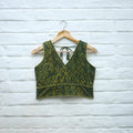 Green - cotton stitched blouse 02 - handcrafted