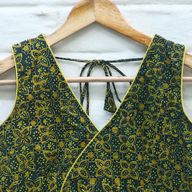 Green - cotton stitched blouse 02 - handcrafted