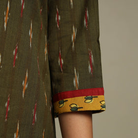 Green Cotton Straight Pochampally Ikat Kurta