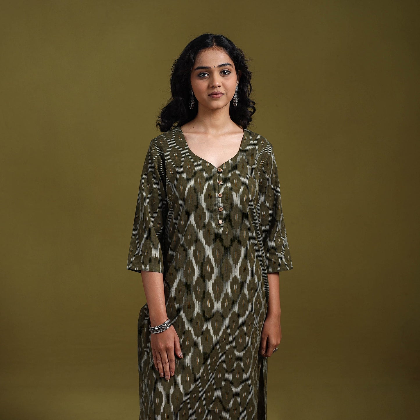 Cotton straight pochampally ikat kurta for women 12