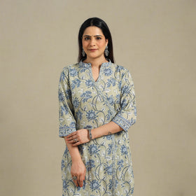 Green - cotton straight sanganeri kurta 07 - handcrafted