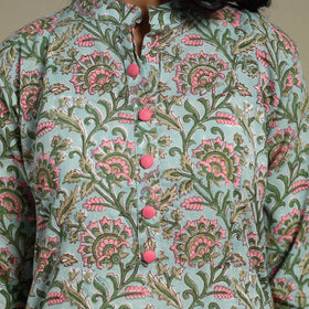 Green - cotton straight sanganeri kurta 07 - s - handcrafted