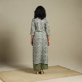 Green - cotton straight sanganeri kurta 07 - s - handcrafted