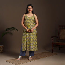 Green - cotton straight sanganeri kurta 18 - handcrafted