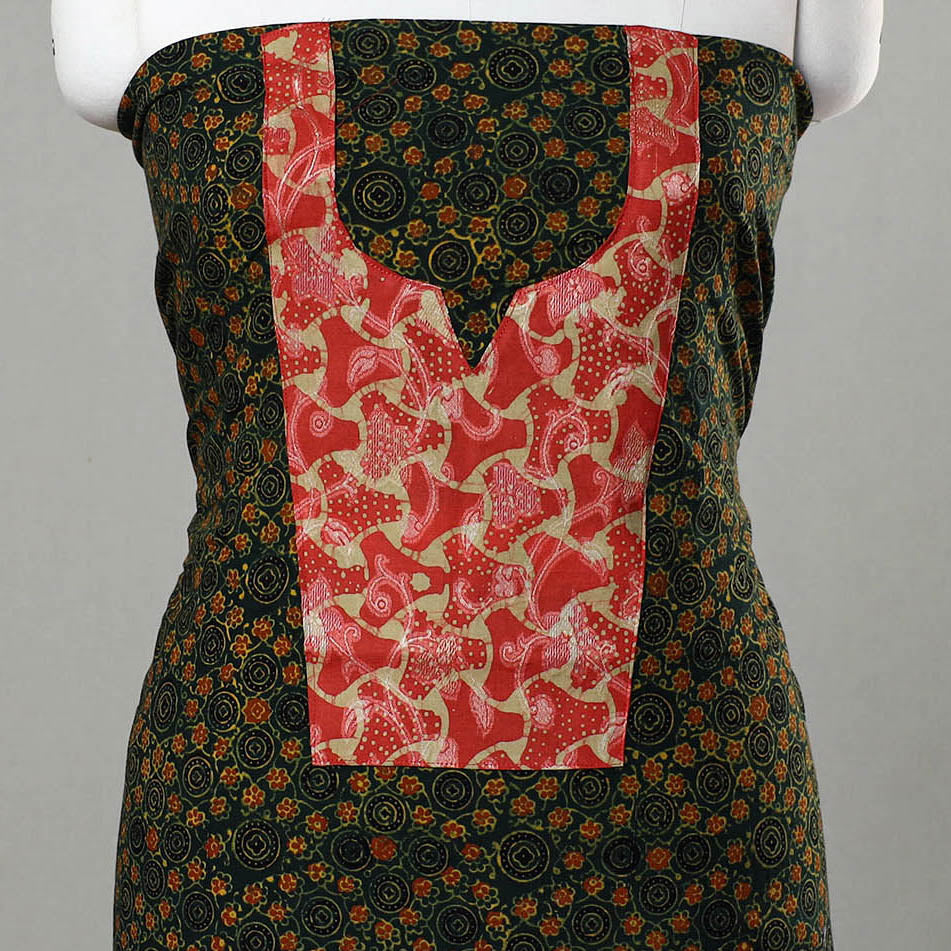  Traditional Ajrakh Print Kurta Material Online in India