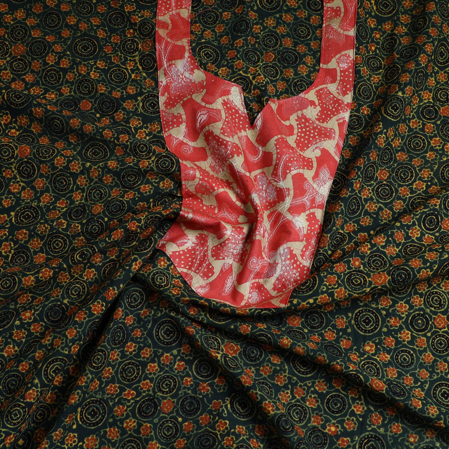  Traditional Ajrakh Print Kurta Material Online in India