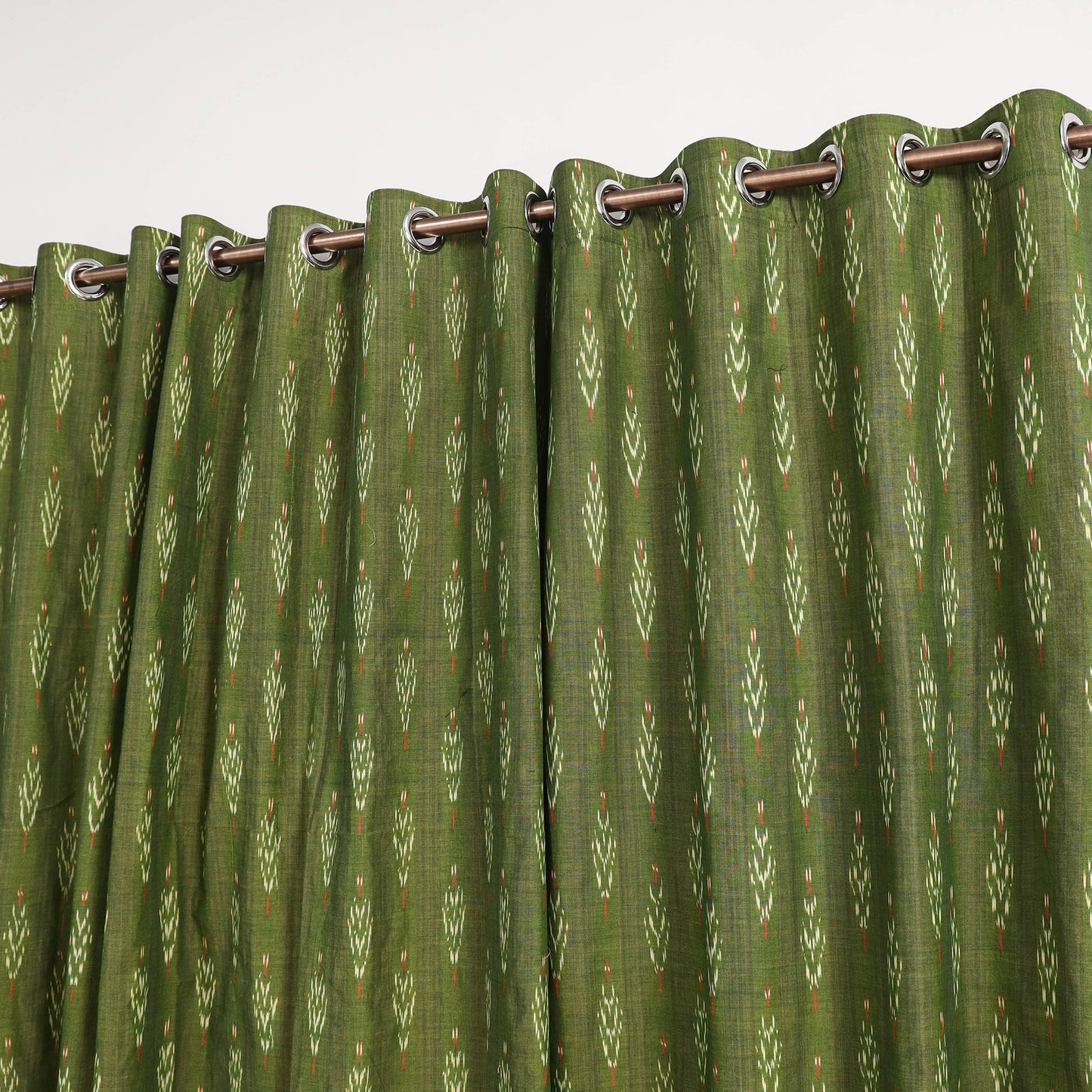Green - cotton window pochampally ikat curtain (5 x 3 feet)