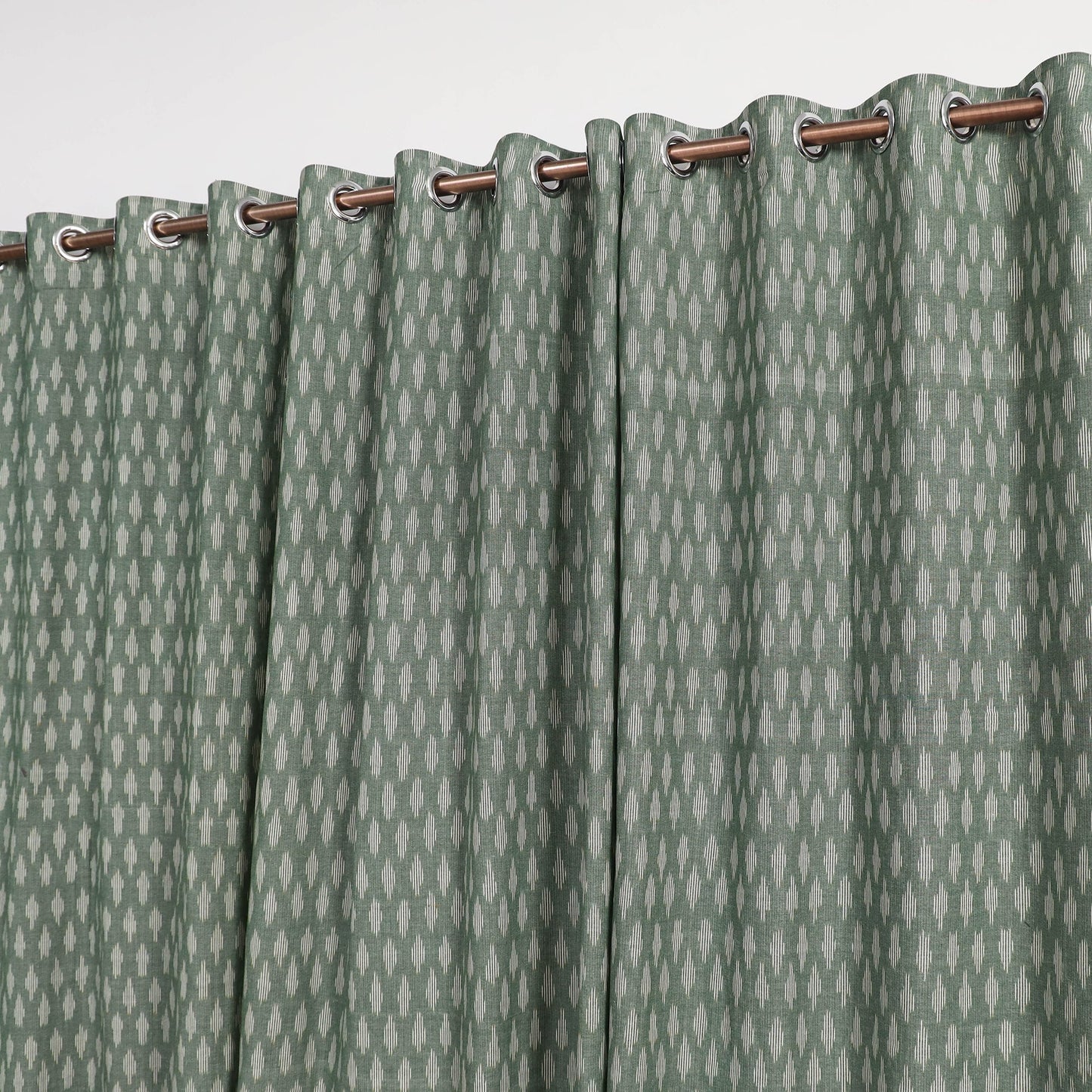 Green - cotton window pochampally ikat curtain (5 x 3 feet)