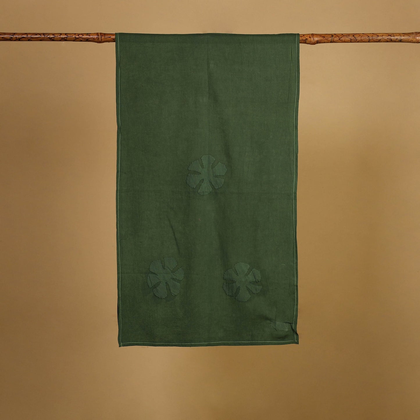 Cut Work Mul Cotton Green Barmer Applique Stole
