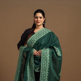 Buy Cutwork Cotton Green Barmer Applique Dupatta
