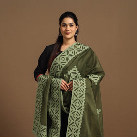 Buy Cutwork Cotton Green Barmer Applique Dupatta