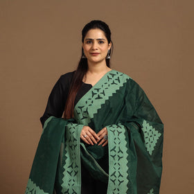  Cutwork Cotton Green Barmer Applique Dupatta