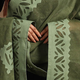 Buy Cutwork Cotton Green Barmer Applique Dupatta