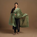 Buy Cutwork Cotton Green Barmer Applique Dupatta