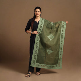 Buy Cutwork Cotton Green Barmer Applique Dupatta