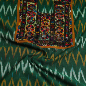 Buy Green Desert Thread Embroidery Ikat Kurta Material