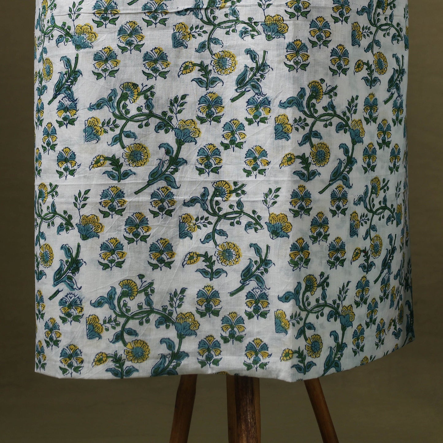 Green Designer! Block Print Cotton Dress Material with Jewellery Set