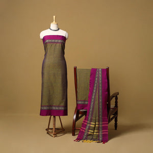 Dharwad cotton 3pc unstitched dress material with border 02