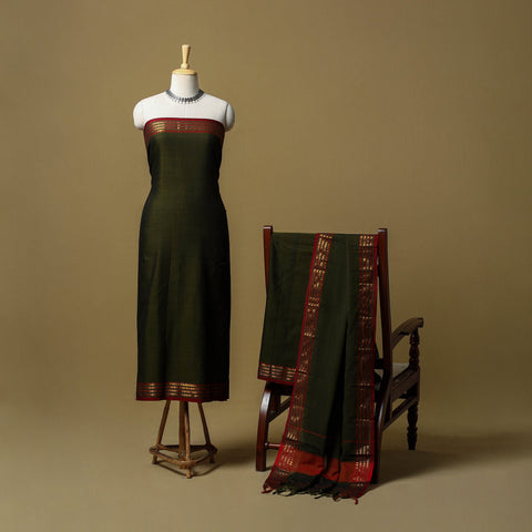 Dharwad cotton 3pc unstitched dress material with border 03