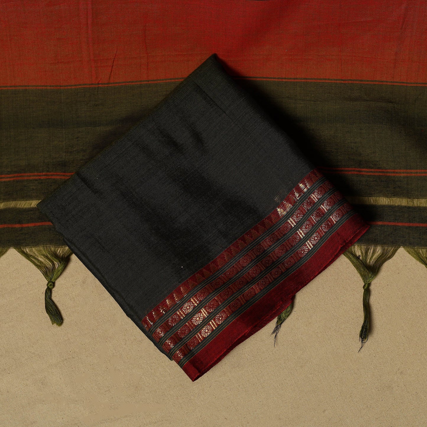 Dharwad cotton 3pc unstitched dress material with border 03