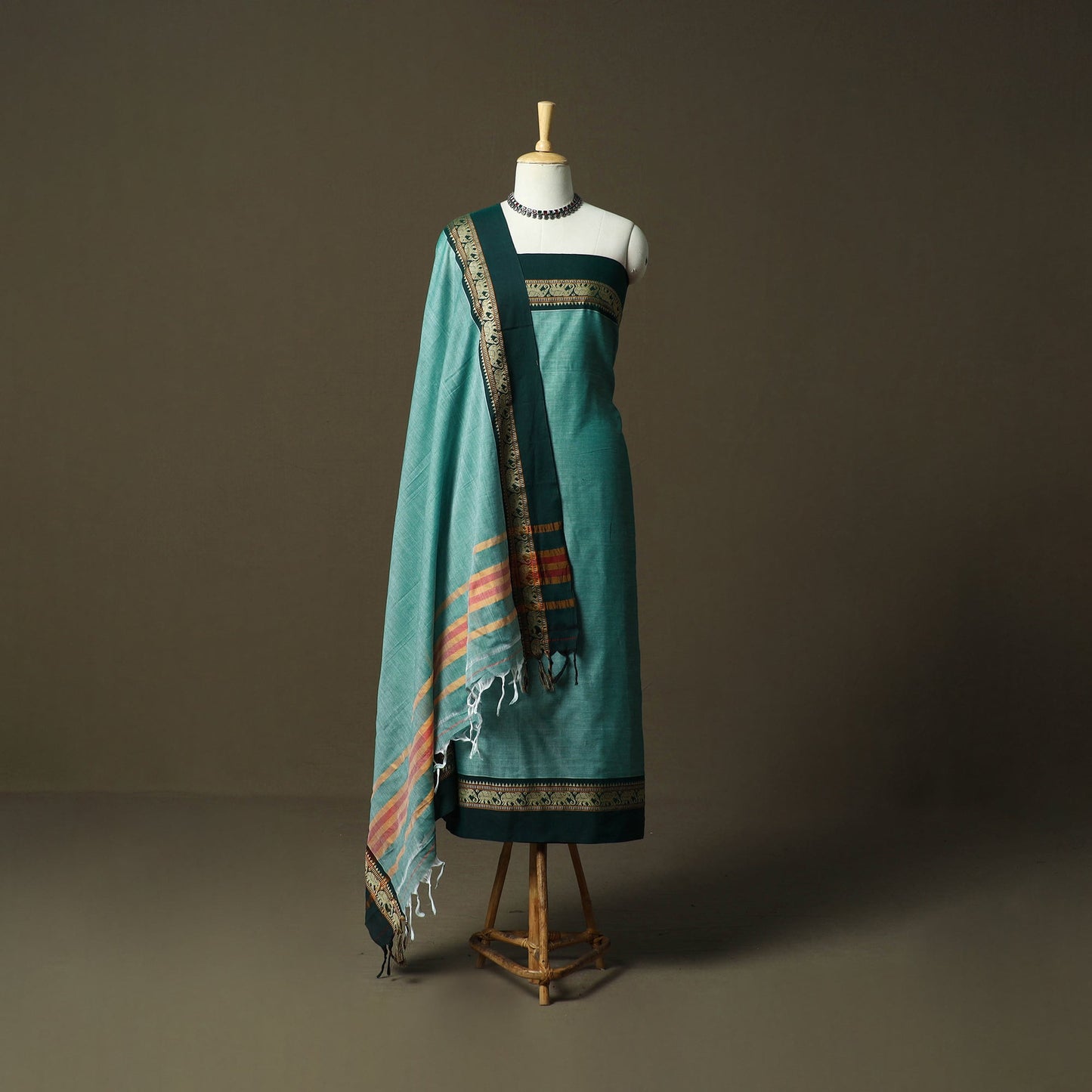 Dharwad cotton 3pc unstitched dress material with border 04
