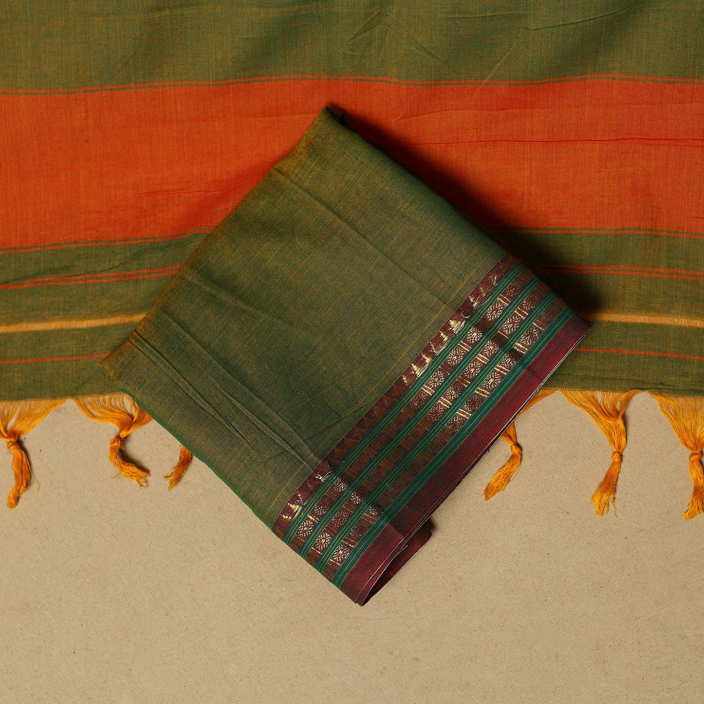 Dharwad cotton 3pc unstitched dress material with border 09