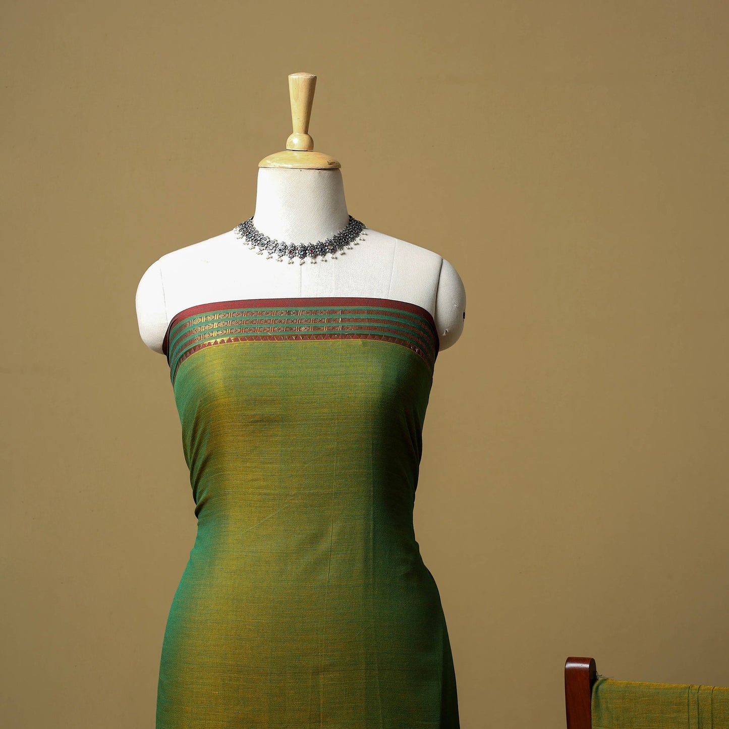 Dharwad cotton 3pc unstitched dress material with border 09