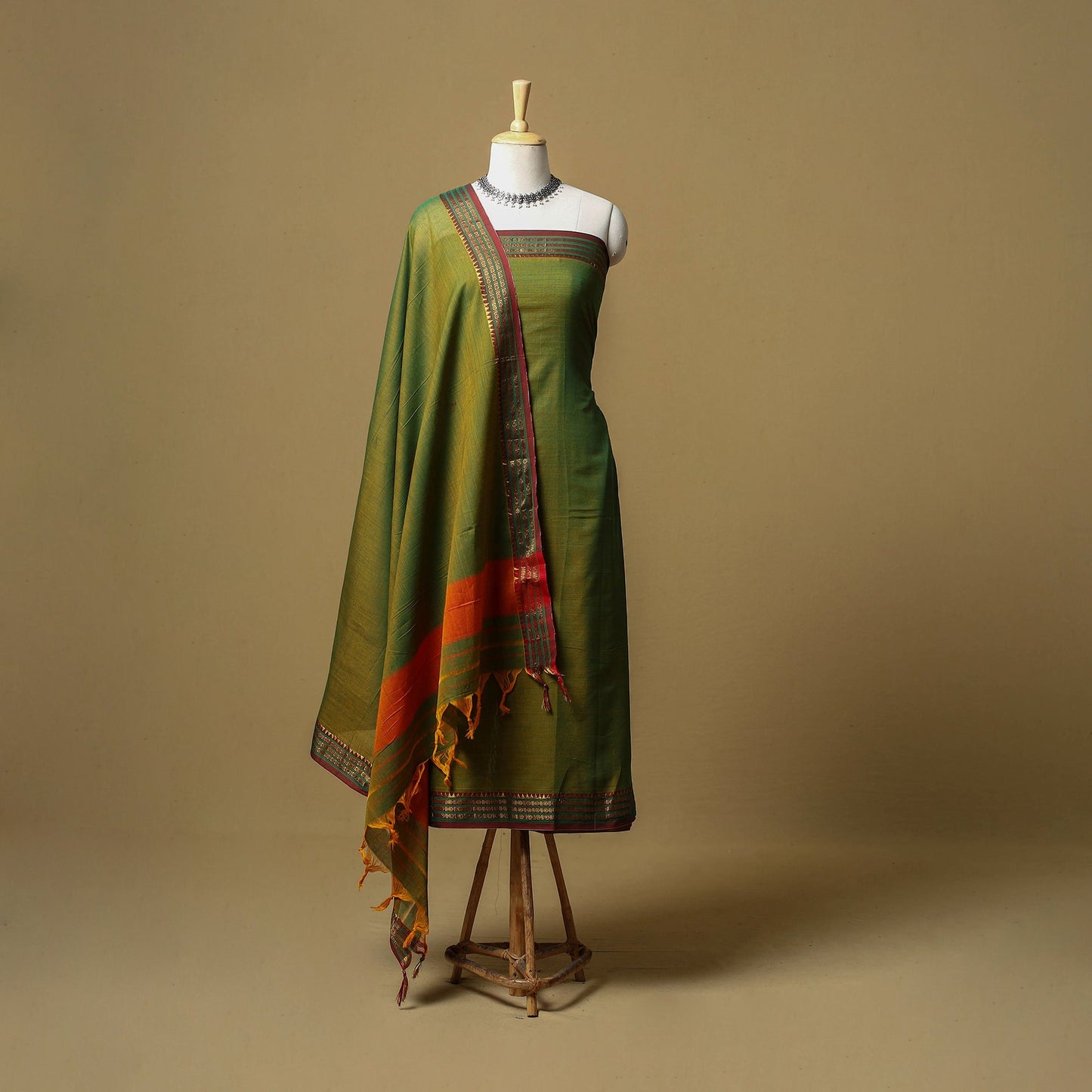 Dharwad cotton 3pc unstitched dress material with border 09