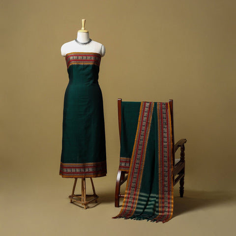 Dharwad cotton 3pc unstitched dress material with border 17