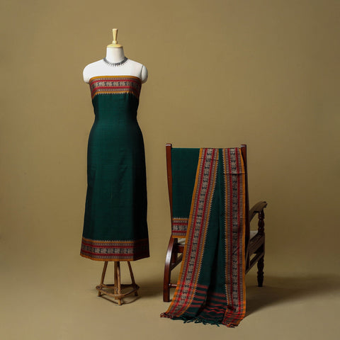 Dharwad cotton 3pc unstitched dress material with border 18