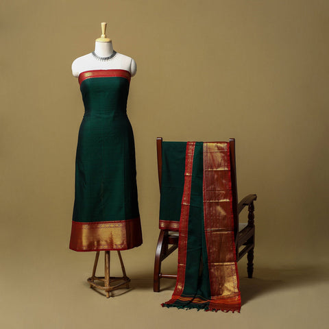 Dharwad cotton 3pc unstitched dress material with border 25