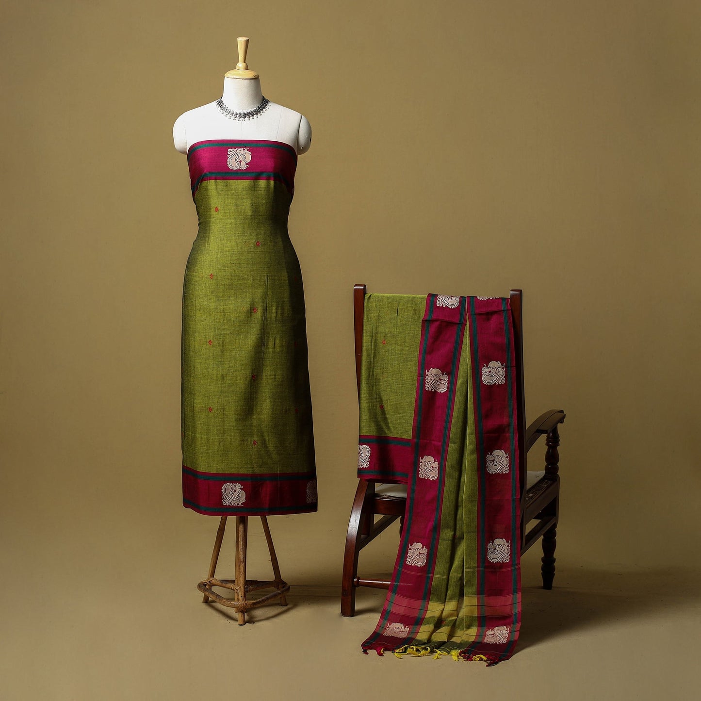 Dharwad cotton 3pc unstitched dress material with border 33