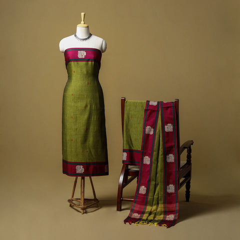 Dharwad cotton 3pc unstitched dress material with border 33