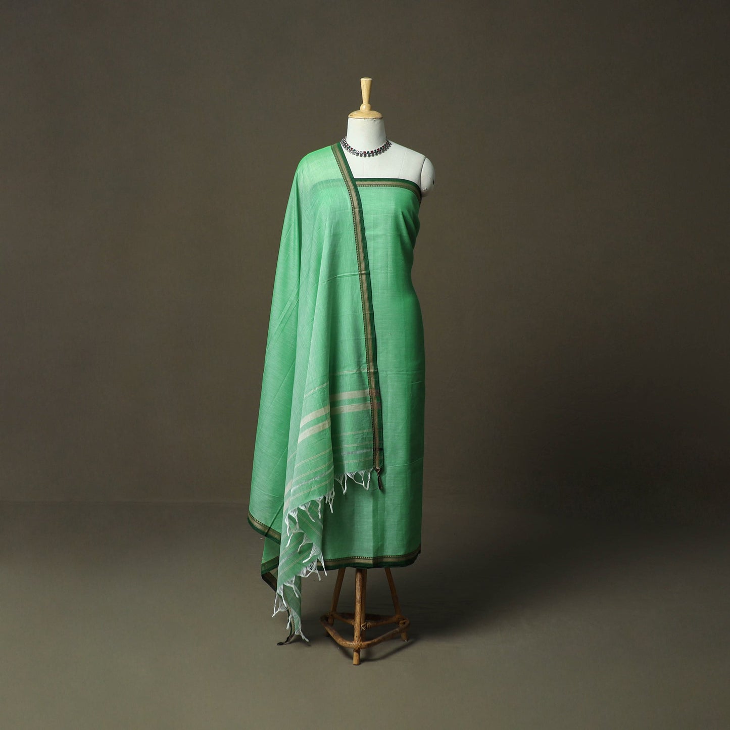 Dharwad cotton 3pc unstitched dress material with border 33