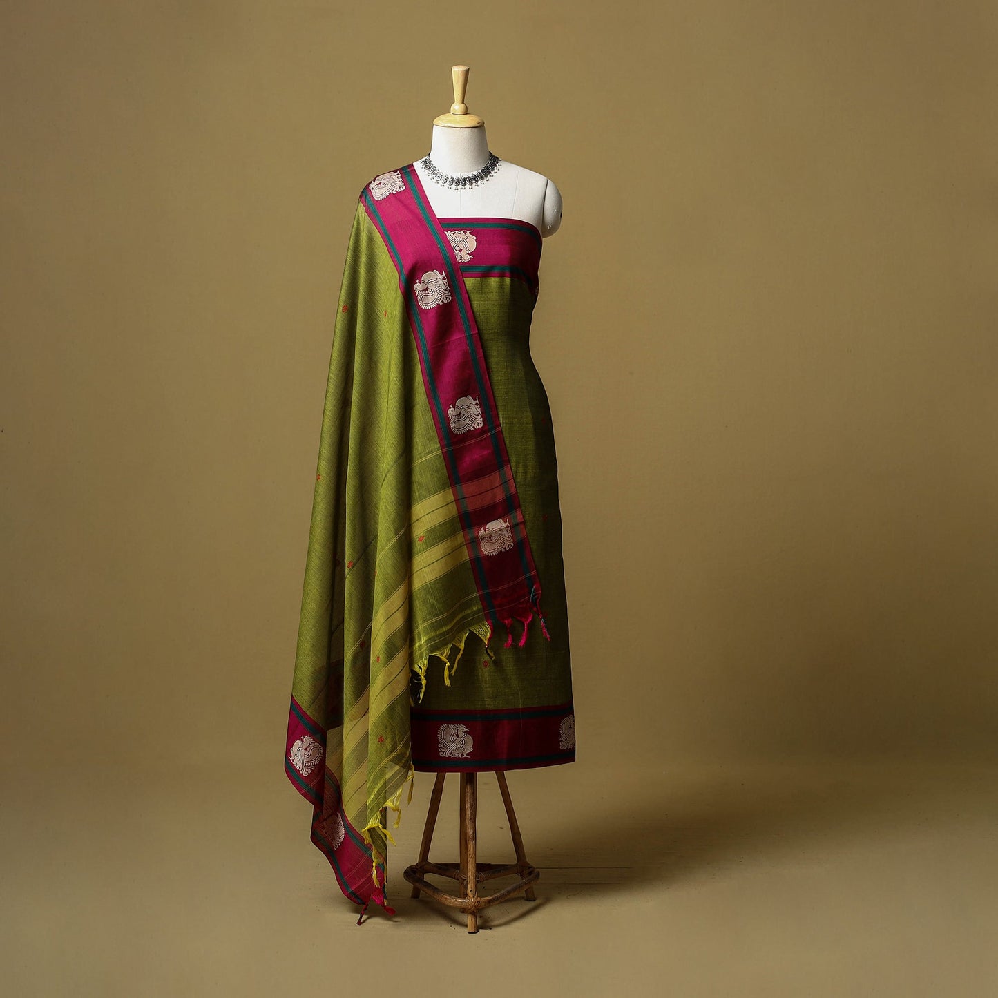 Dharwad cotton 3pc unstitched dress material with border 33