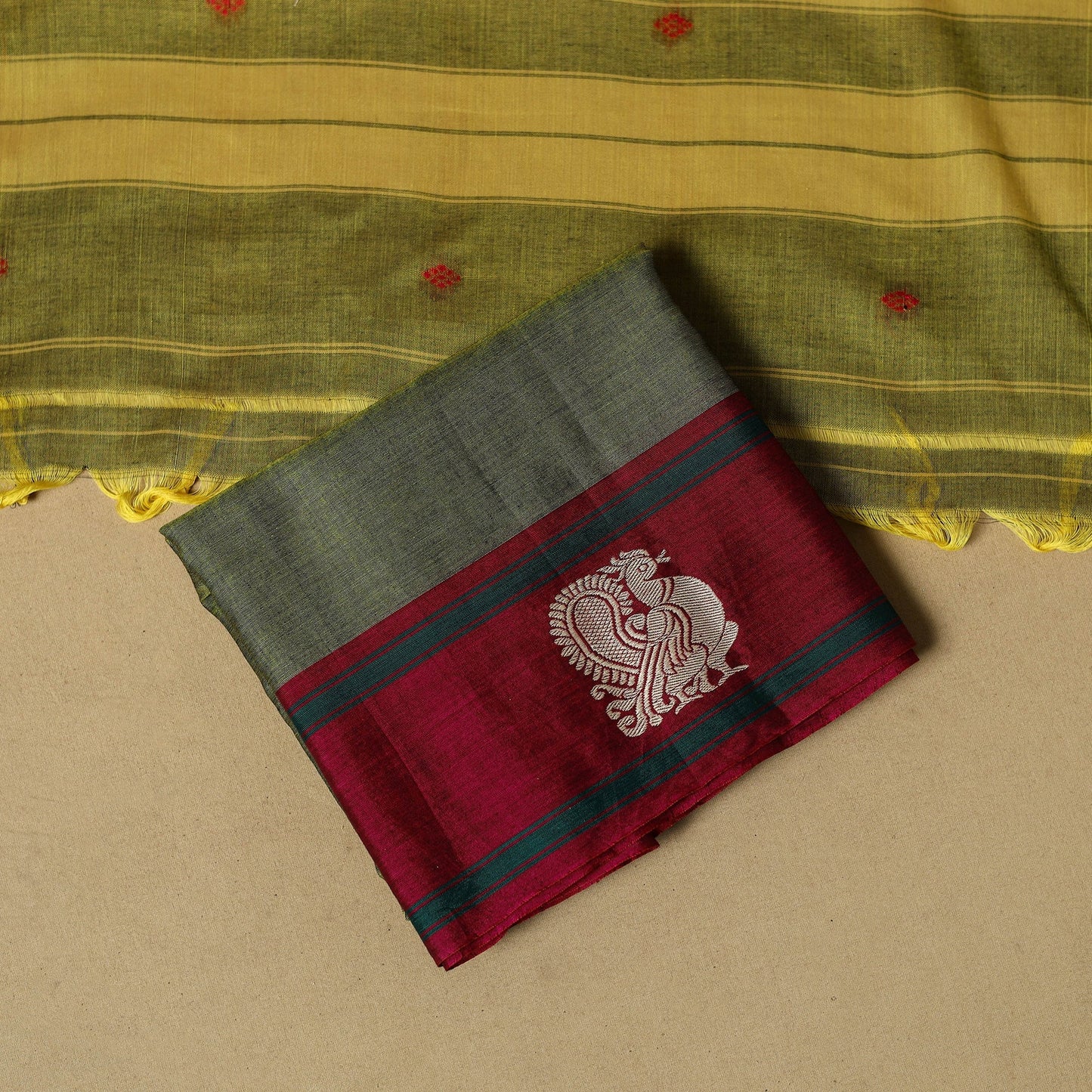 Dharwad cotton 3pc unstitched dress material with border 33