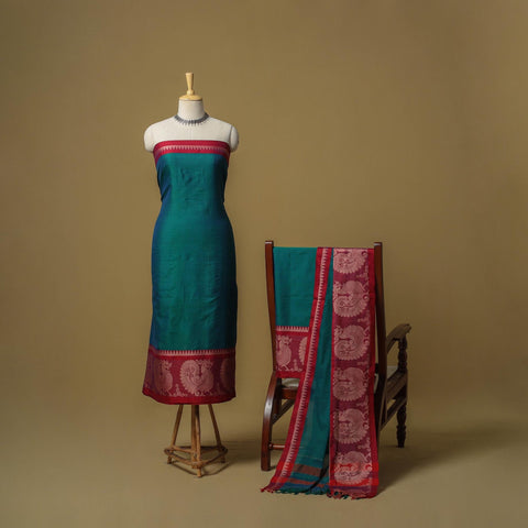 Dharwad cotton 3pc unstitched dress material with border 62